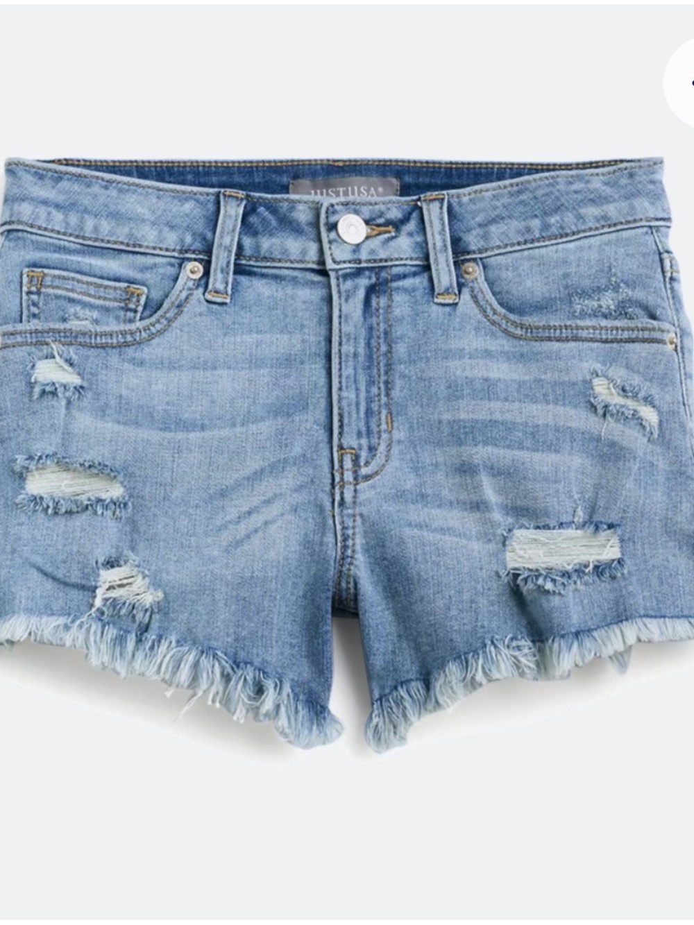 Just USA Distressed Light Blue Denim Cutoff Shorts